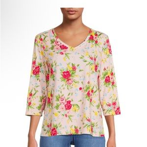 THE PIONEER WOMAN Top Size Medium Semi Loose 3/4 Sleeves Floral New